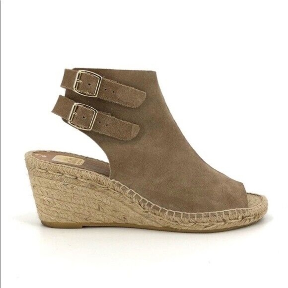 EUC - Kanna Suede Espadrille Peep Toe Wedges - Size 7.5 - Picture 1 of 6